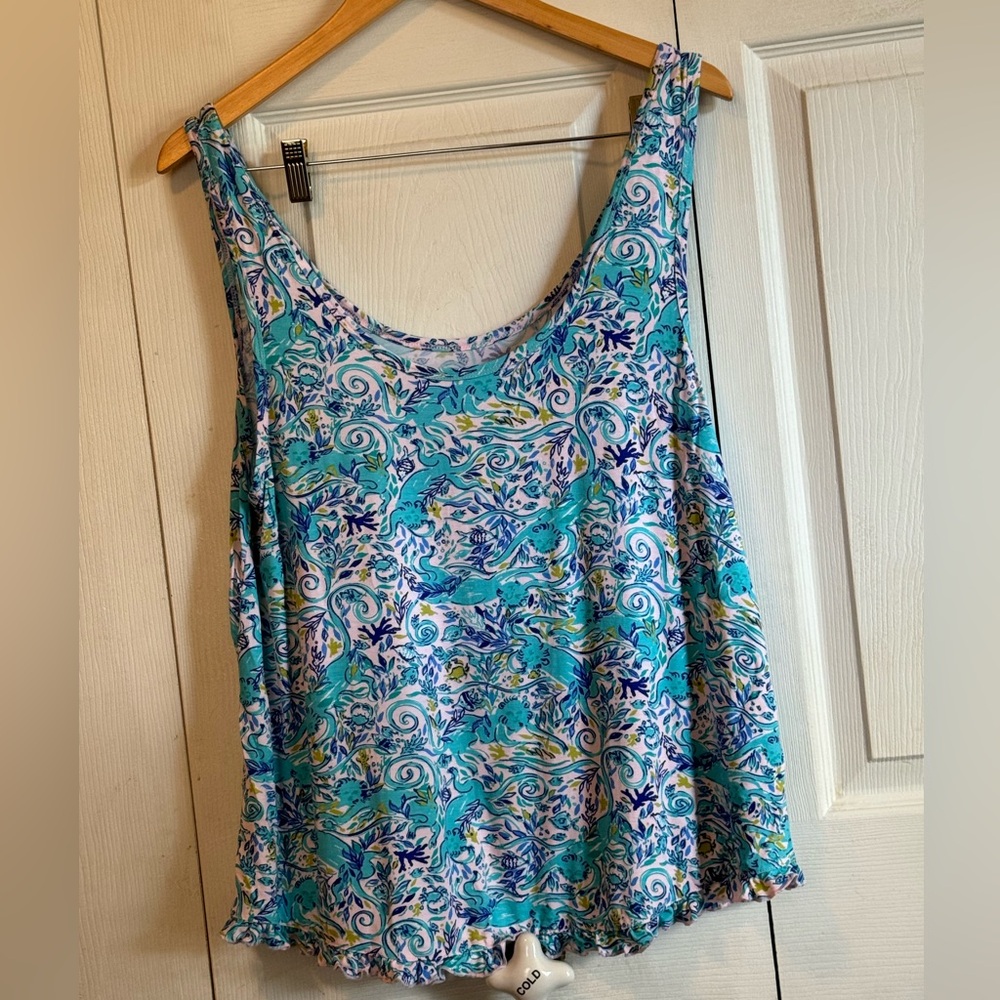 XL Lilly Pulitzer Monkey Sea ruffle pajama top